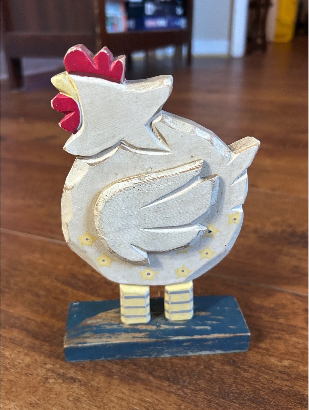 Handcrafted Wooden Chicken Figurine Decorative Sculpture